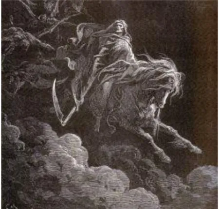 Fig. 3: Gustave Dorè, La mort, xilografia da La Sainte Bible selon la Vulgate. 