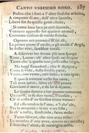 Fig. 2. Esempio di notabilia alfieriani, in Dante Alighieri, La Divina Commedia…, Parigi, M