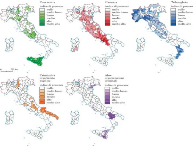 Tabella 2 - Mappa della criminalità organizzata di Treccani 