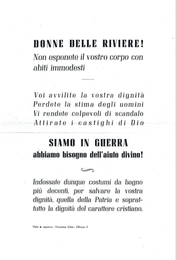 Fig. 1 –  Volantino del Segretariato per la Moralità conservato nell’archivio dell’ISACEM,  senza data.