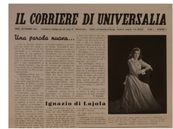Fig. 2 – Prima pagina de «Il Corriere di Universalia», a. I, n. 2, settembre 1946   (DB: PER 921)