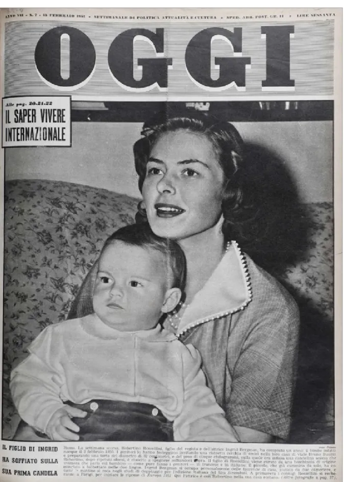 Fig. 1 – “Il figlio di Ingrid ha soffiato sulla sua prima candela”, «Oggi», copertina, a