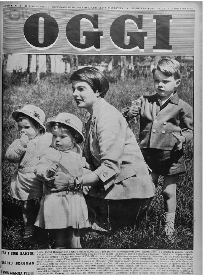 Fig. 2 – “Fra i suoi bambini Ingrid Bergman è una mamma felice”, «Oggi», copertina, a