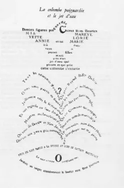 Figura 2.  Guillaume Apollinaire, «La colombe poignardée et le jet d’eau» (Calligrammes)