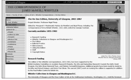 Figure 5: The Correspondence of James McNeill Whistler online archive homepage 