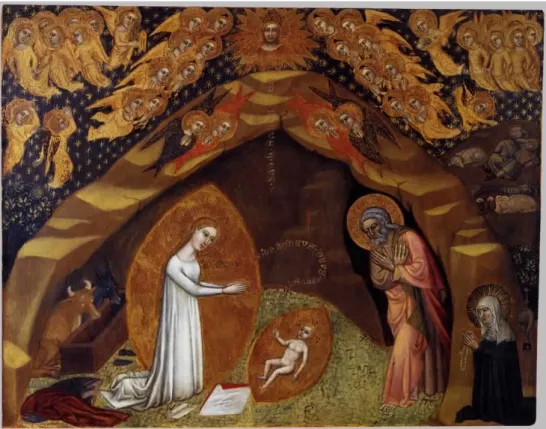 Fig. 2. Niccolò di Tommaso, Saint Bridget and the Vision of the Nativity, after 1372,  tempera on panel, 44x54, Pinacoteca Vaticana, Rome (Photo &lt;https://de.wikipedia.org/