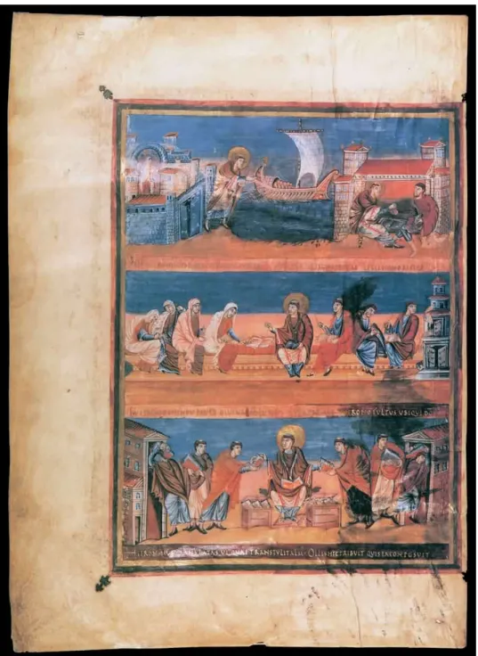 Fig. 1.  Scenes from the life of St. Jerome, Vivian Bible, Tours, Paris, Bibliothèque nationale,  MS