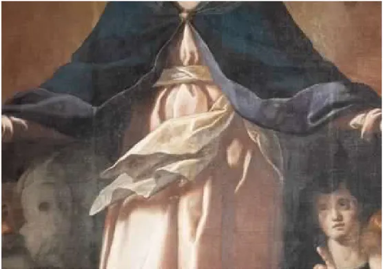 Fig. 11.  Ernst Van Schayck, Madonna della Misericordia, Filottrano, chiesa di Santa Maria  Assunta, 1609, particolare
