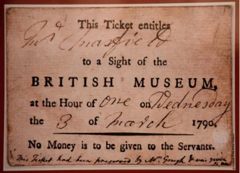 Fig. 1. Biglietto del British Museum nel 1790, British Museum