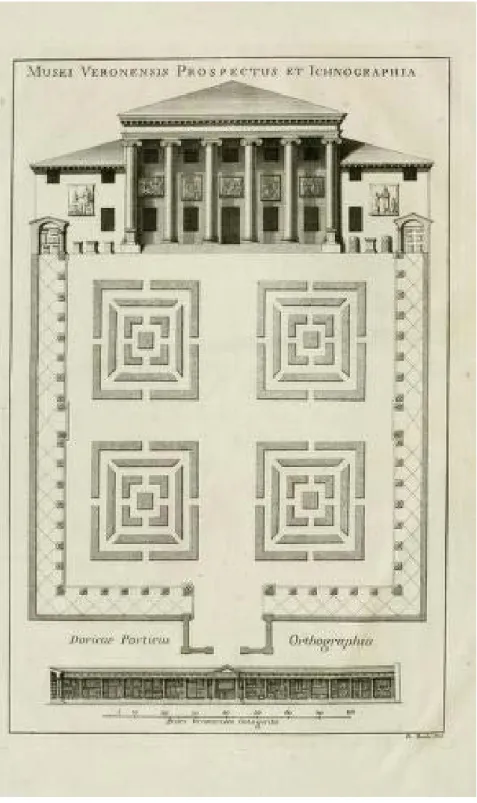 Fig. 2. Pianta e prospetto del Museo Maffeiano