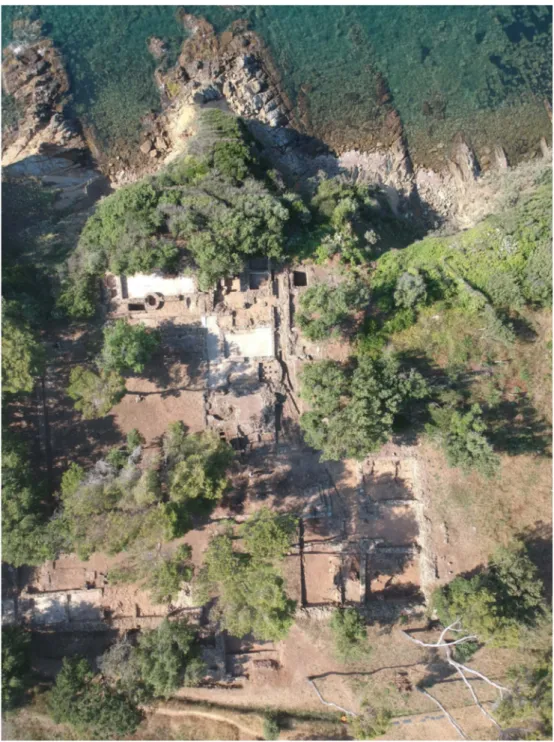 Fig. 4. Veduta aerea dell’area archeologica di Poggio del Molino (foto da drone di Flaviano  Bardocci)