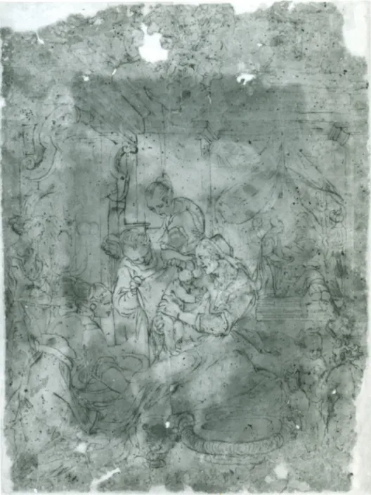 Fig. 5.  G. Picchi, Natività della Vergine, disegno. Urbania, Biblioteca Comunale