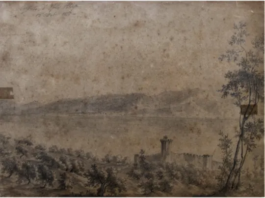 Fig. 8.  M.  Tassi,  Castello  d’Isola  Polvese  18  ottobre  1857,  matita  su  carta,  cm