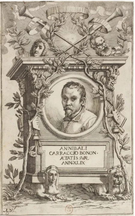 Fig. 1. Simon Guillan ed Alessandro Algardi, Monumento ideale ad Annibale Carracci, da  Figure diverse…, Roma, 1648