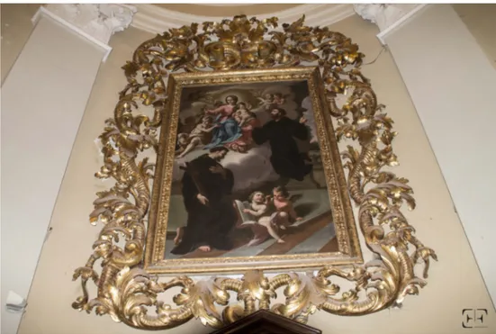 Fig.  5.  Giovanni  Maspani,  Madonna  con  Bambino  e  i  santi  Francesco  e  Giuseppe  da  Copertino, 1763, Staffolo, chiesa di san Francesco