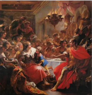 Fig.  3.  Nicolò  Bambini,  Enea  racconta  a  Didone  la  caduta  di  Troia,  Macerata,  palazzo  Buonaccorsi, Galleria dell’Eneide
