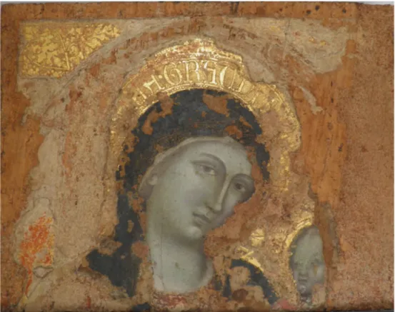Fig.  9.  Barnaba  da  Modena,  Madonna  and  Child,  1375,  detail,  Genua,  museum  of  the  convent of St Maria di Castello (originally situated in the Ragusan chapel, then transferred into  San Biagio chapel with Lomi’s altarpiece) (Photo A
