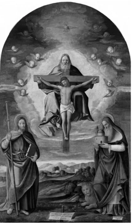 Fig. 3. Girolamo da Santa Croce, Santissima Trinità, San Giacomo e San Girolamo, 1539,  Musei Civici di Padova