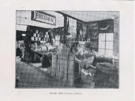 Fig. 1. Stand della colonia eritrea, “Mostra Coloniale”, alla III Fiera Campionaria di Milano  (1922)