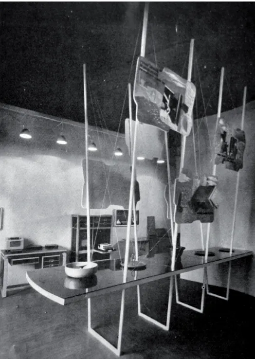 Fig. 5. Sala della “Mostra dell’attrezzatura coloniale”, allestita dall’architetto Carlo Enrico  Rava presso la VII Triennale di Milano (1940)