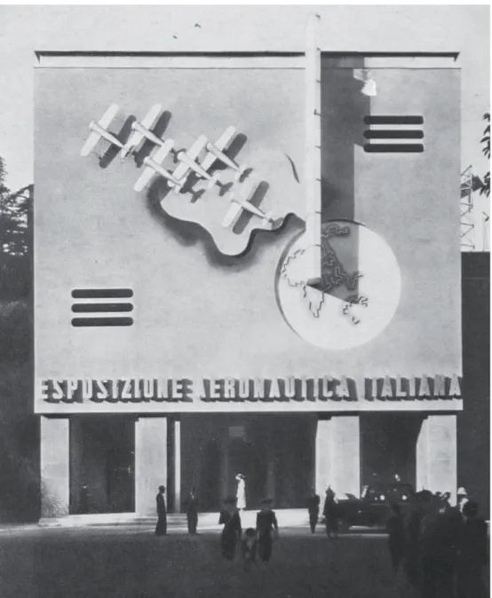 Fig. 3. E. Carboni: facciata dell’“Esposizione dell’Aeronautica italiana” (da Erberto Carboni  1985, p