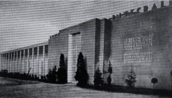 Fig. 6. Salone centrale, Padiglione delle bonifi che, “Mostra del grano e delle bonifi che” (1932) Fig