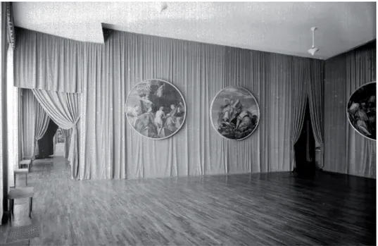 Fig. 9. Campioni di velluto per il rivestimento delle pareti della “Mostra di Veronese” (1939),  in AMV, “Mostra di Veronese”, Busta 2, Materiale di allestimento per la Mostra