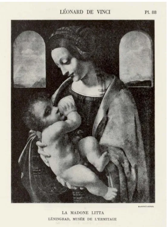 Fig. 9. Leonardo da Vinci, La Madonna Litta (pl. 88), lent to the exhibition “L’Art italien de  Cimabue à Tiepolo”, by the Hermitage Museum, Leningrad, reproduced in L’Art Italien, Paris: 