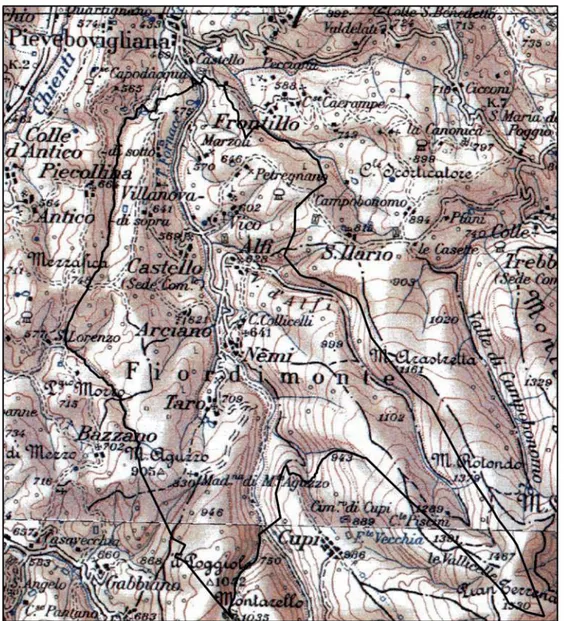 Fig. 2. Territorio comunale di Fiordimonte (Fonte: IGM 1:100.000, &lt;http://www.pcn.