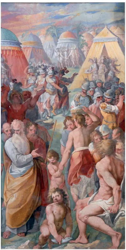 Fig. 6. Cesare e Vincenzo Conti, Raccolta della manna, Macerata, chiesa di Santa Maria delle  Vergini, Cappella dei Bifolchi