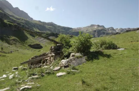 Fig. 4. Capanna in pietra a secco abbandonata presso il lago di Fangeas (Vallée de  Freissinières, Dept