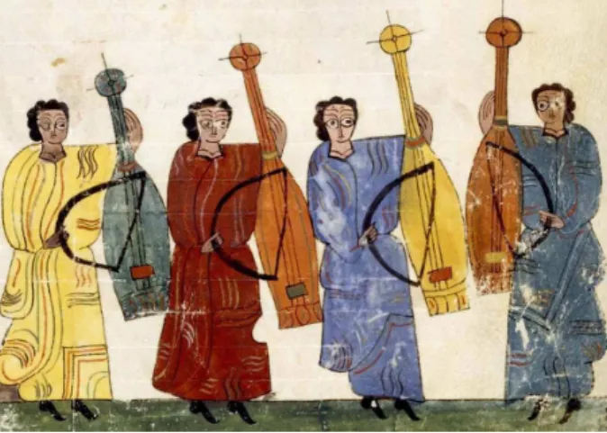 Figure 1.1 – L’une des premières représentations de l’archet. Santo Beato de Liébana, Beati in Apocalipsin libri duodecim, Biblioteca Nacional de Madrid, Hh 58, folio 130r, x e s