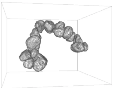 Figure 91 – Exemple de voûte de grains extraite d’un sous-volume de l’échantillon 2 g 60 Hz.