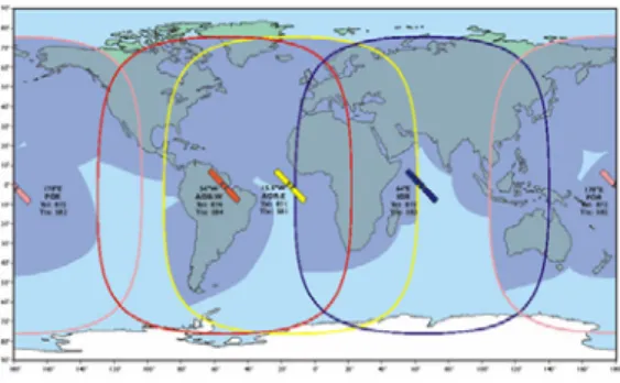 Figure 1.11: Couverture du réseau Inmarsat