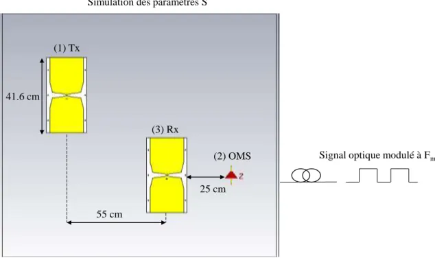 Figure III-4. Configuration utilisée pour l’évaluation du bilan de liaison en champ proche 