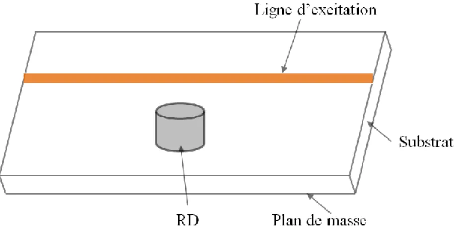 Figure 1.1. Résonateur diélectrique couplé avec une ligne microbande 