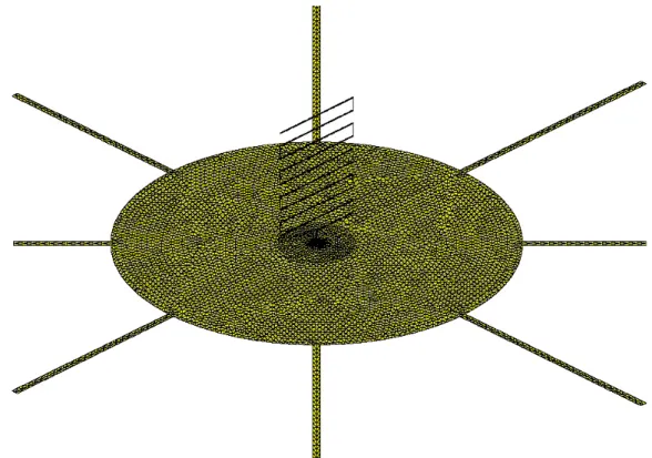 Figure 2.20: Zoom on the extended ground plane considered in SR3D simulations This time, results are more stable, even the test with the small extended circular ground plane