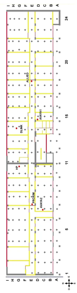 Fig. 4.1 – Représentation des points du jeu de mesures CITI1 au 2ème étage du bâtiment