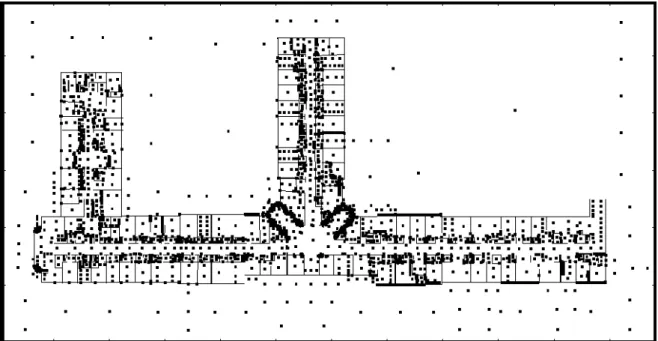 Fig. 5.1 – Répartition des positions candidates au centre des blocs homogènes de l’envi- l’envi-ronnement Foch.