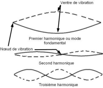 Figure  12  :  Déformée  d’une  poutre  en  vibration  de  flexion selon la fréquence de résonance