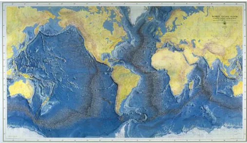 Fig. 1.1: Première carte complète de la dorsale océanique, (Tharp, 1961)