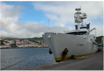 Fig. 1.11: Le Suroît prêt à appareiller pour MARCHE 2, port d’Horta, Açores, 2007