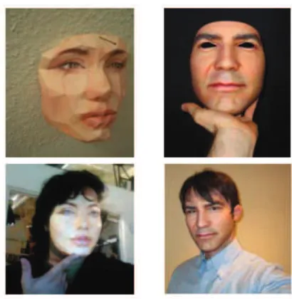Figure 4.1: (upper row) Example samples for paper and fabric masks, (lower row) Masks in the upper row which are worn on the face