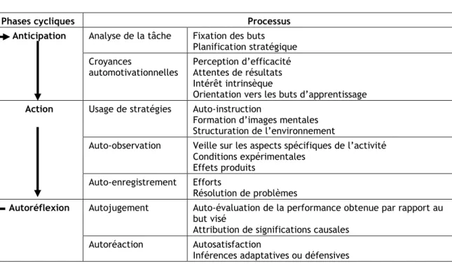 Tableau 2  Les phases cycliques de l’autorégulation (ZIMMERMAN B., 2002) 