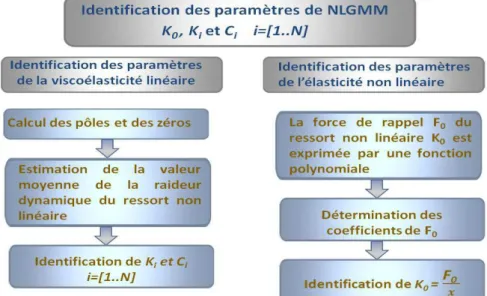 Figure 52. Diagramme résumant les étapes effectuées pour l’identification des paramètres de  MMGNL
