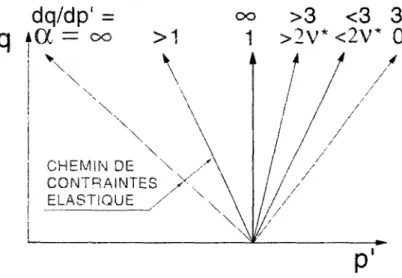 Figure IV-1 Allure des chemins de contraintes élastiques anisotropes 