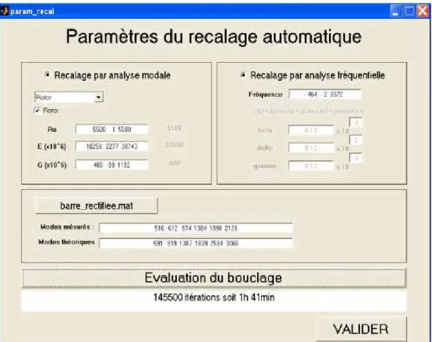 Figure 5-6 : Interface de recalage 