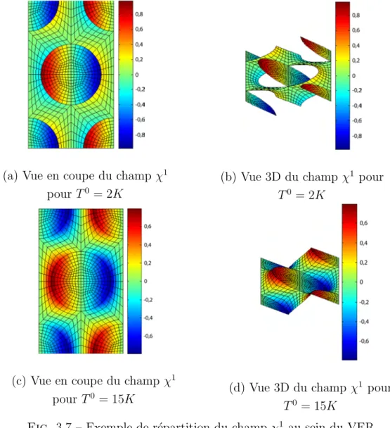 Fig. 3.7 – Exemple de r´epartition du champ χ 1 au sein du VER.