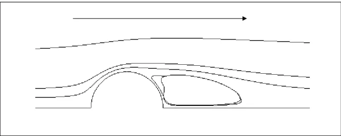 Figure III. 4: Représentation des lignes de courant autour d’une sphère rigide isolée  en mouvement à  sa vitesse terminale de chute,  Re = 100