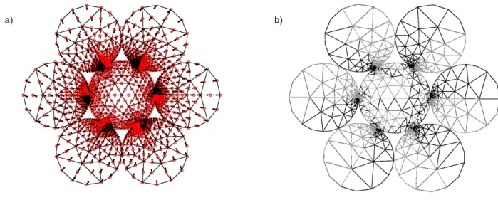 Fig. 5.16 – Toron T15.7 soumis à une déformation axiale ǫ = 0.6%. (a) : champ de déplacements
